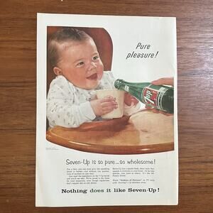1956 Print Ad 7up Pure Pleasure Baby